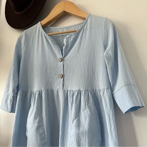 Light Blue Crinkly Cotton Dress